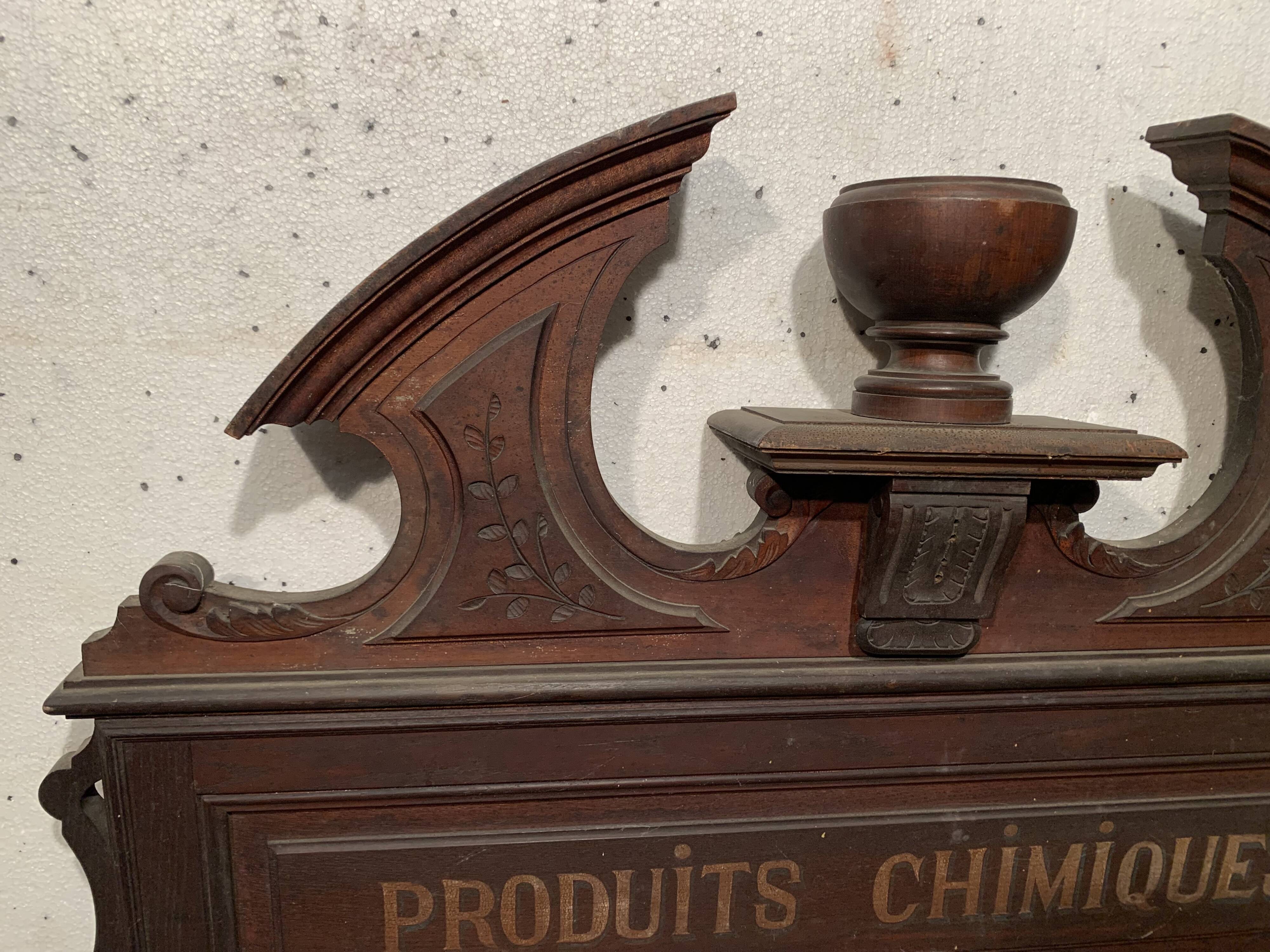 Pediment or top of furniture in natural wood XIX century