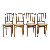 Lot de 4 chaises Josef Kohn en bois courbé – Vintage autrichien des années 1930-1950, hêtre