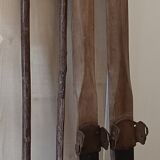 Old pair ski wood REKORD