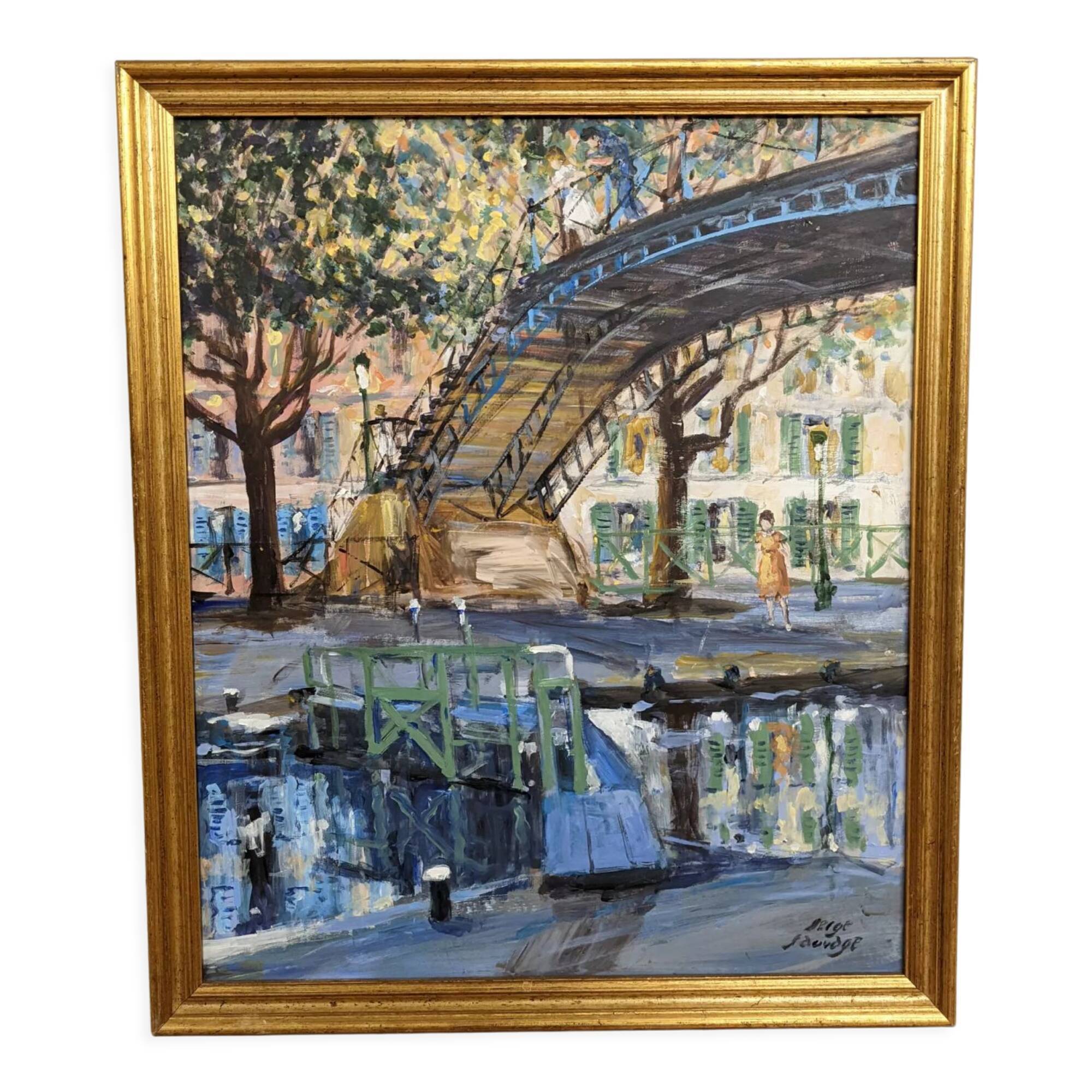 Tableau représentant le canal Saint Martin à Paris par Serge Sauvage