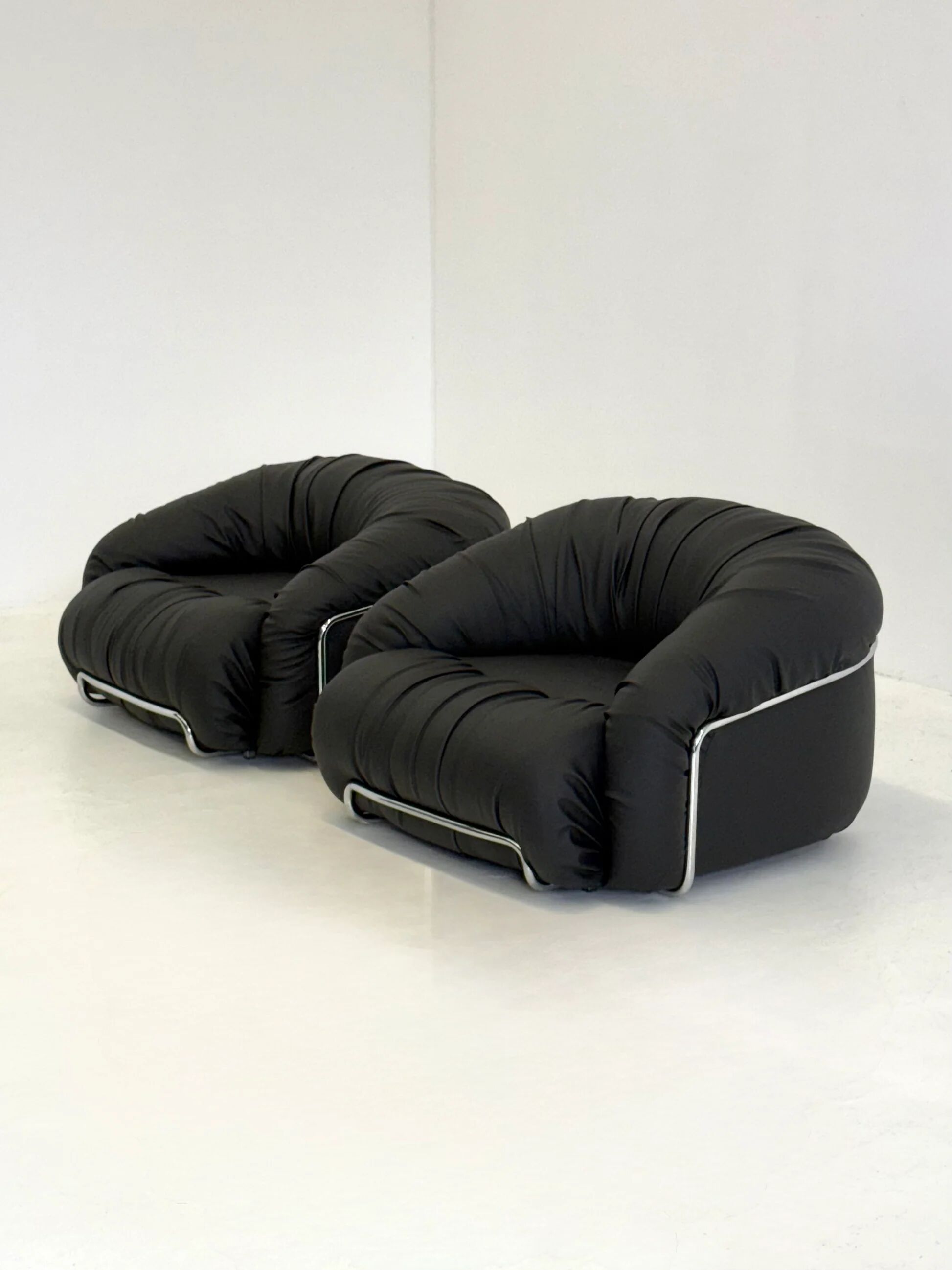 Italian Space Age armchairs in black