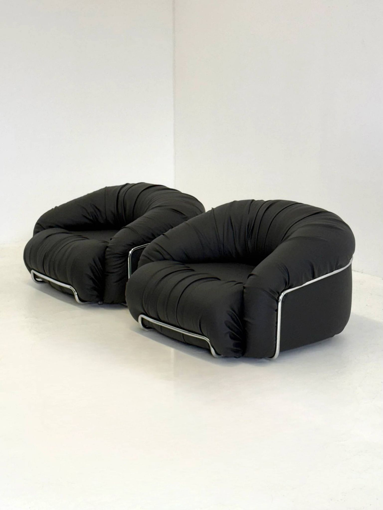 Italian Space Age armchairs in black