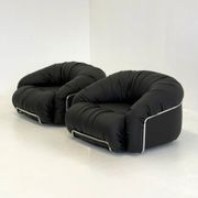 Italian Space Age armchairs in black