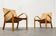 Vintage Scandinavian wooden armchair set