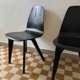 90s designer chairs in lacquered curved wood (X2)