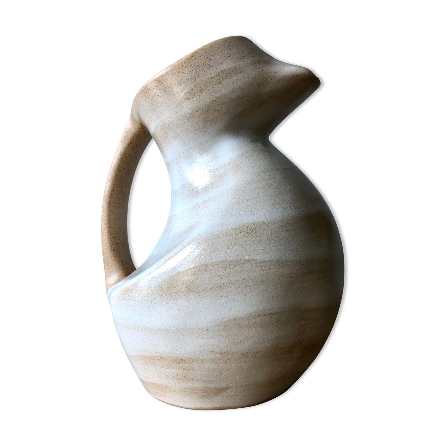 Zoomorphic pitcher faiencerie de saint amand 60s