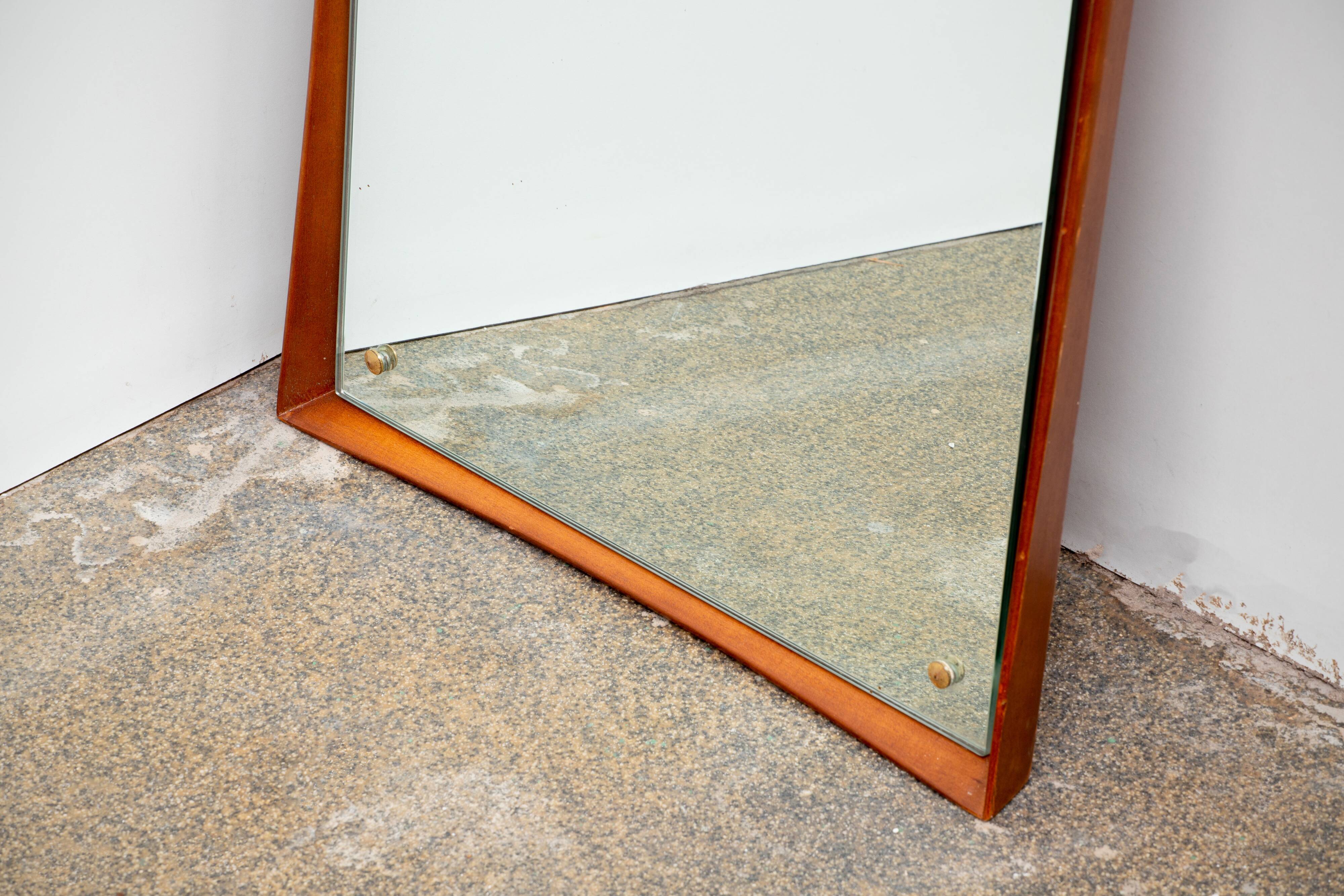 Vintage Scandinavian mirror in teak H 128 cm