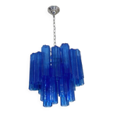 Contemporary blue "tronchi" murano glass sputnik chandelier