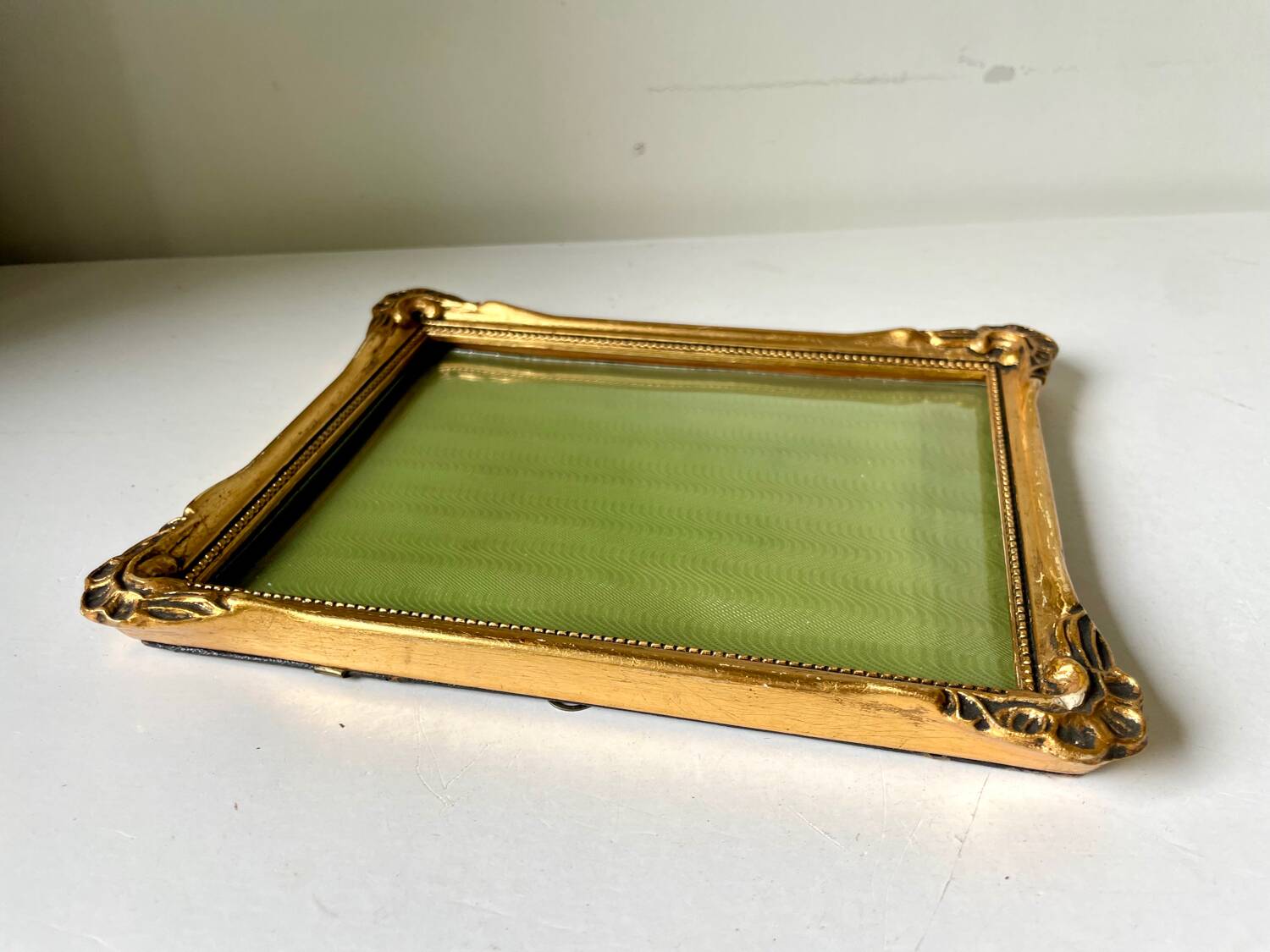 Antique ART NOUVEAU gilded Wooden Frame  18.5 cm x 14.5 cm CONVEX Glass