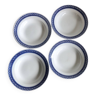 Four vintage Sarguemines soup plates