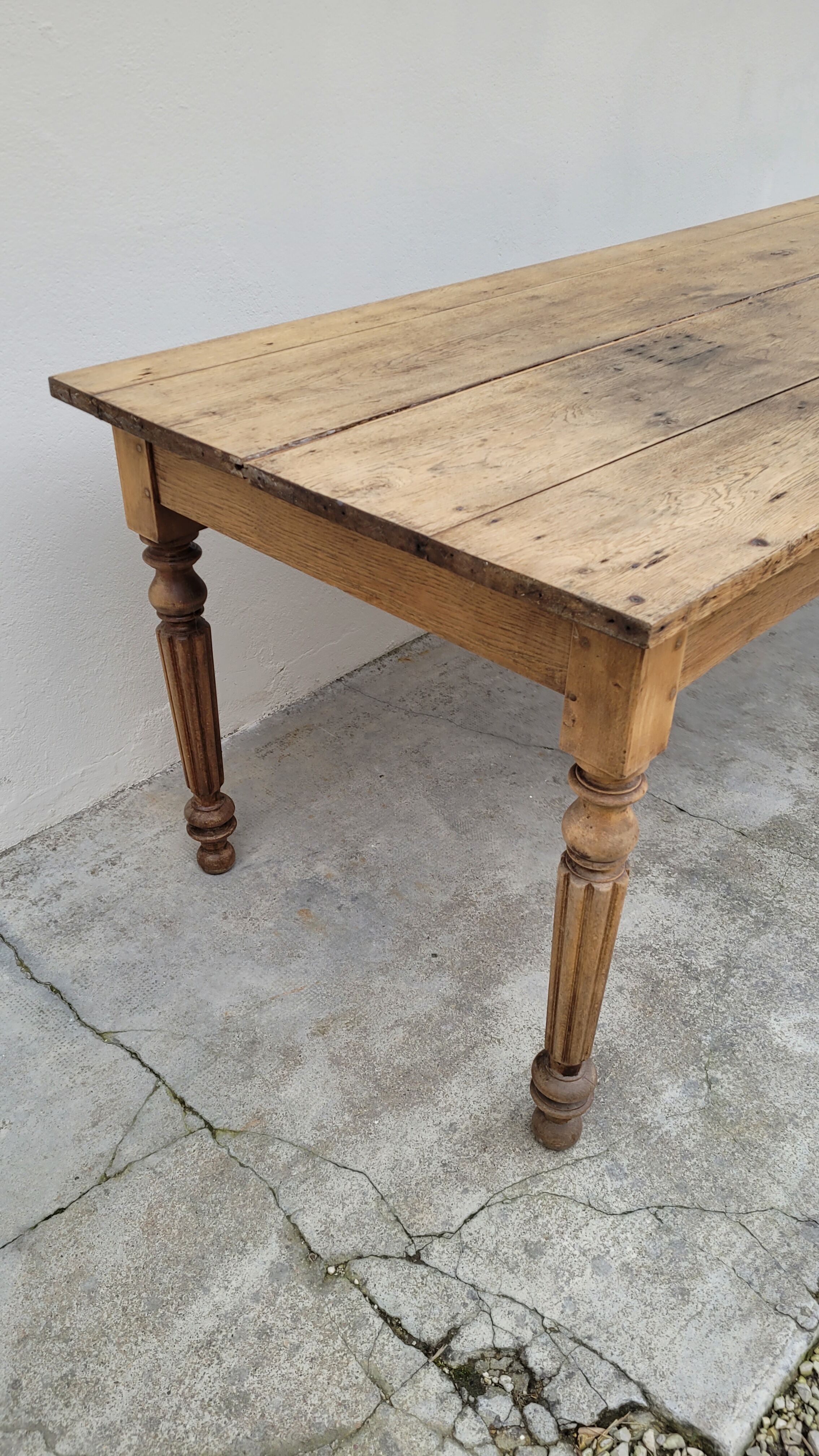 Rustic farmhouse table in solid oak Louis Philippe style -1m84