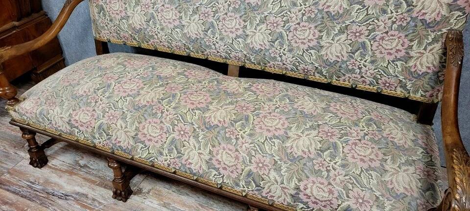 Louis XIII style walnut chateau bench circa 1850