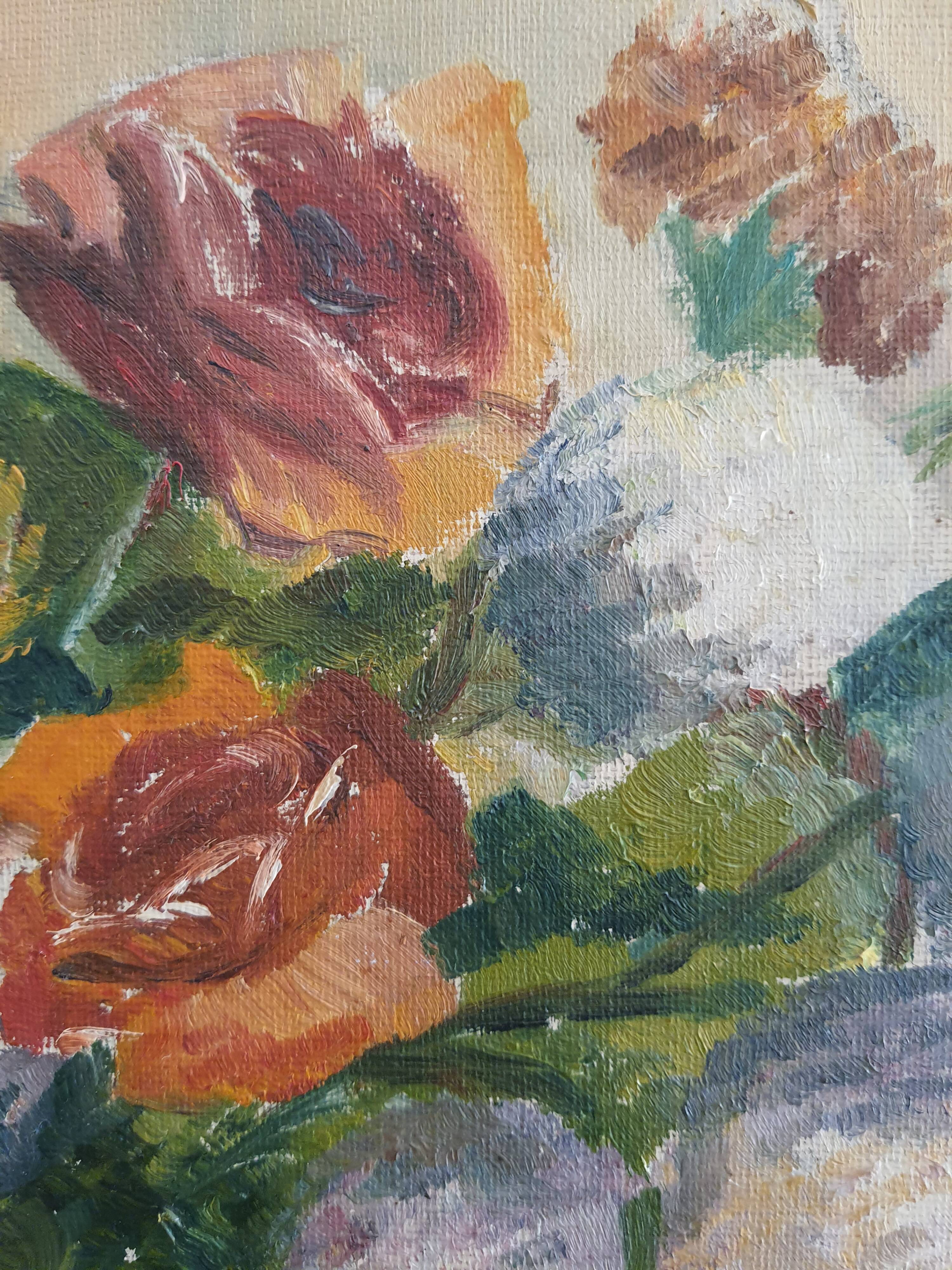 Painting on canvas flowers
