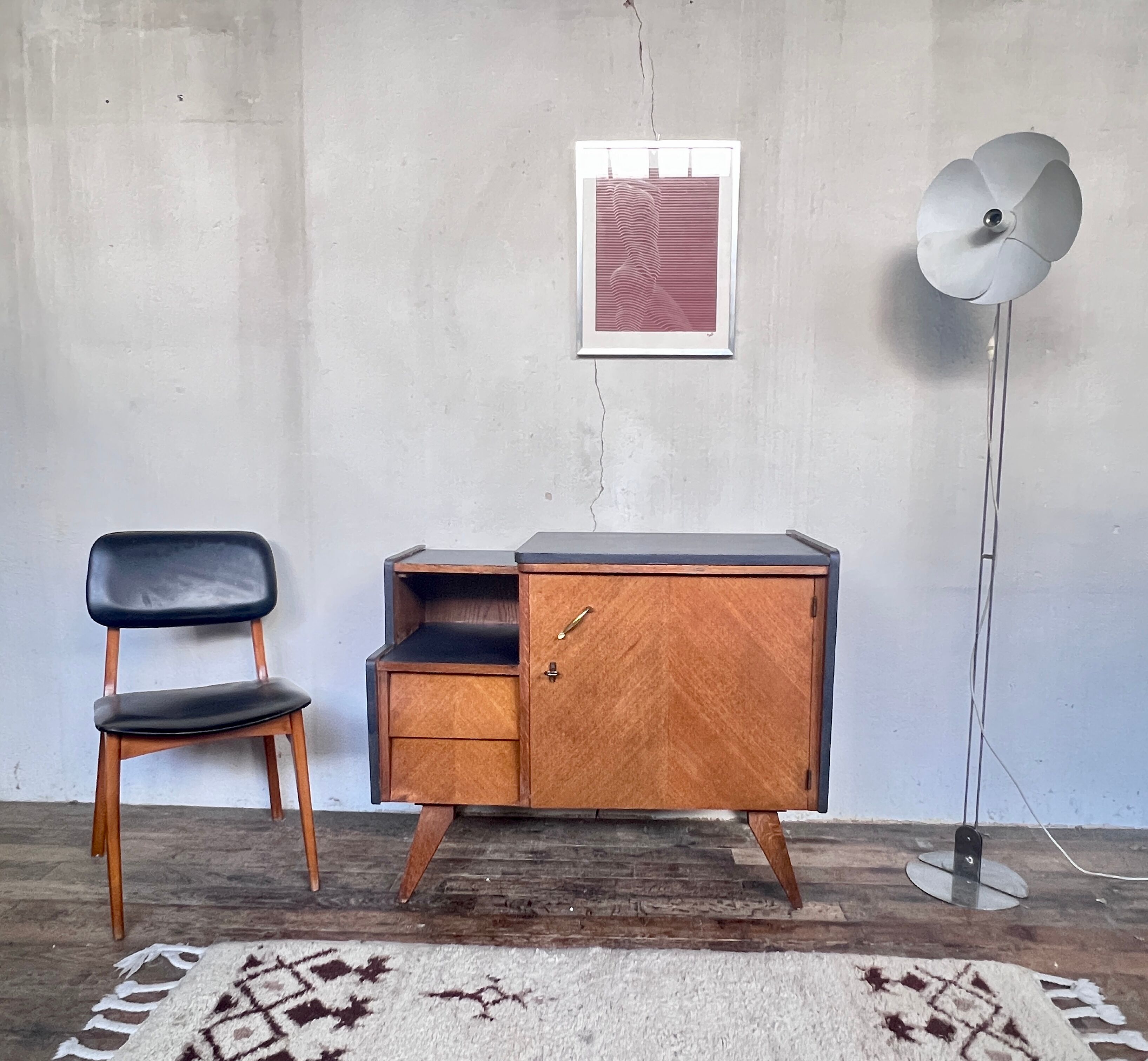 Meuble tv enfilade vintage pieds compas