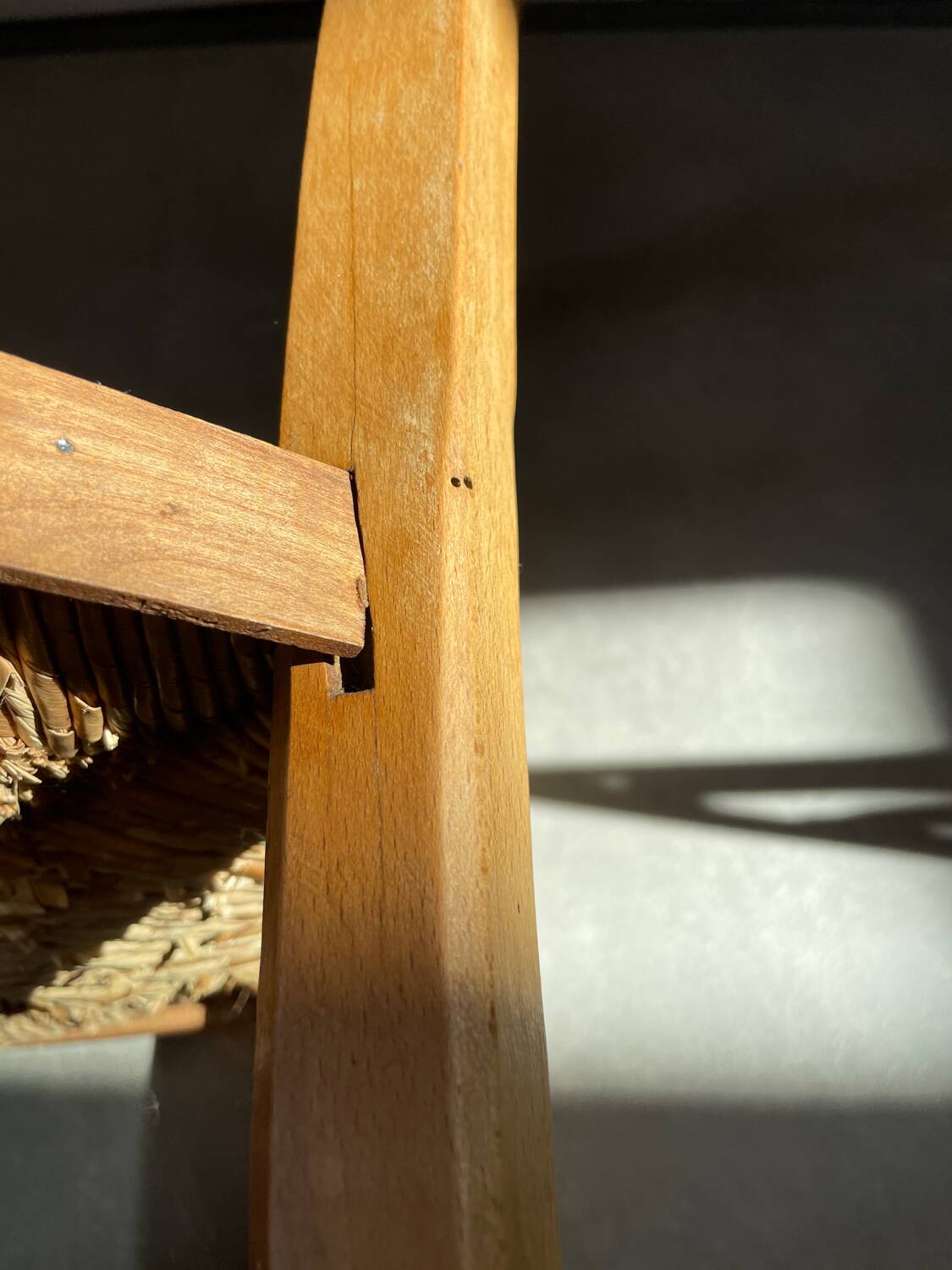Straw and wood farm chair