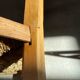 Straw and wood farm chair