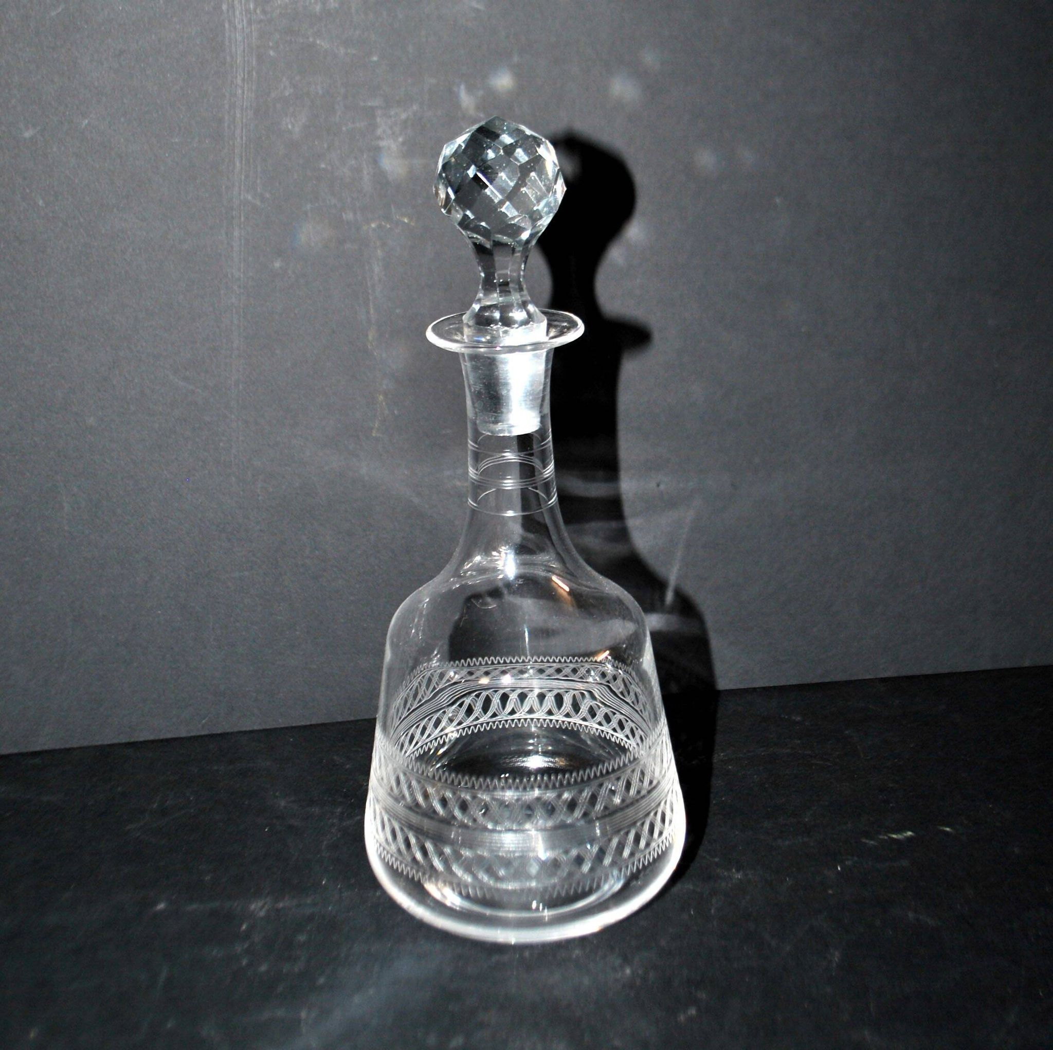 Baccarat carafe orange blossom water in crystal with guilloché decoration 1900