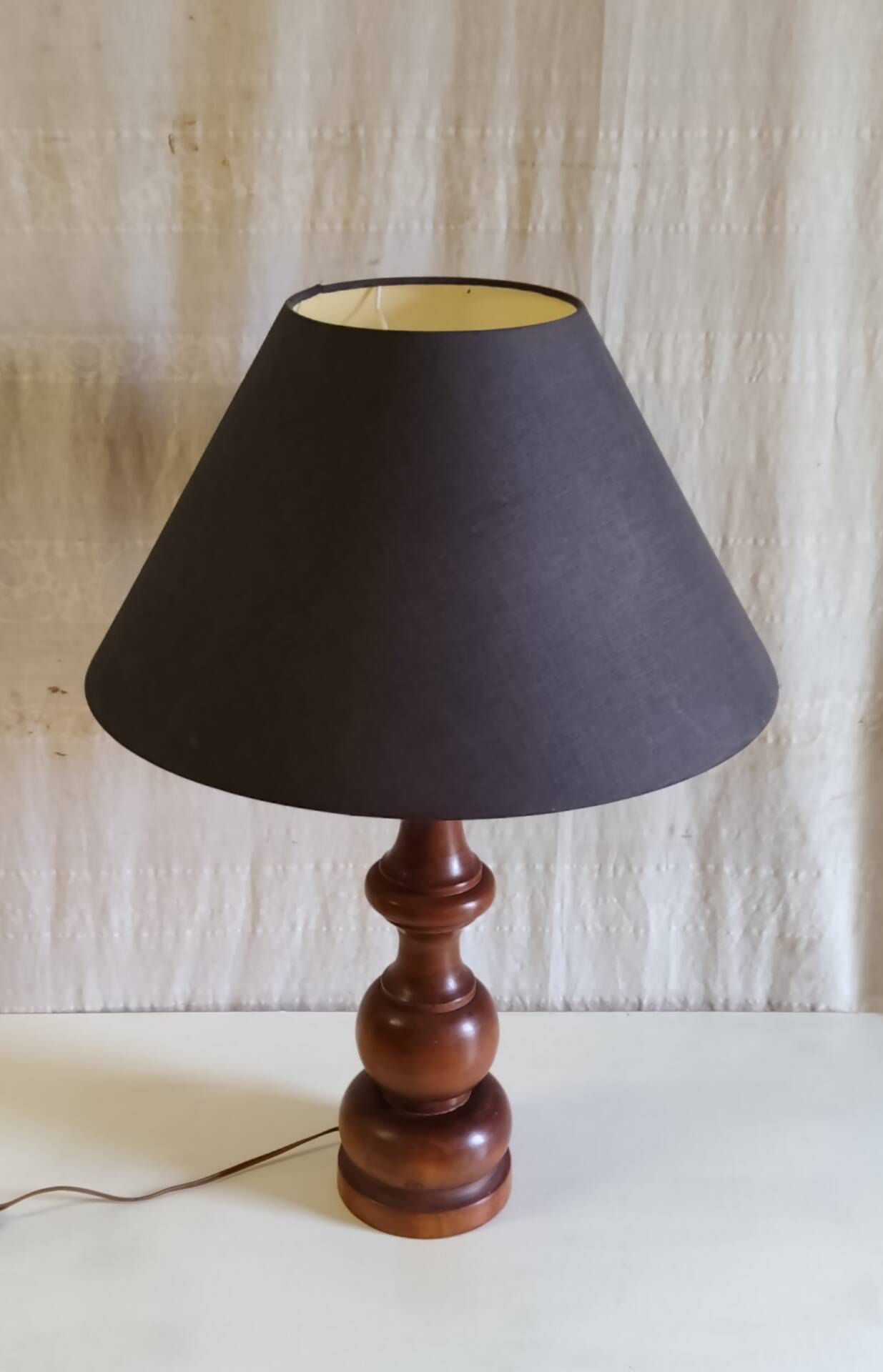 Table lamp base made of solid turned wood - mid 20th century