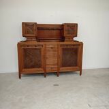 Buffet haut art and craft Art déco français en bois blond 1950 1960