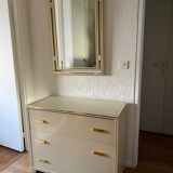 Chest of drawers Pierre Vandel 1970-1980 ecru/gilded