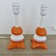 Pair of ceramic bedside lamps, 70s 80s design, vintage.