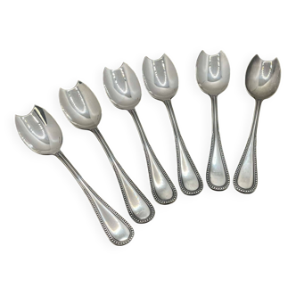 Set of 6 BOULENGER silver-plated melon spoons, pearl model