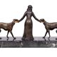Art Deco Sculpture of Woman with Greyhounds 1920/30s France