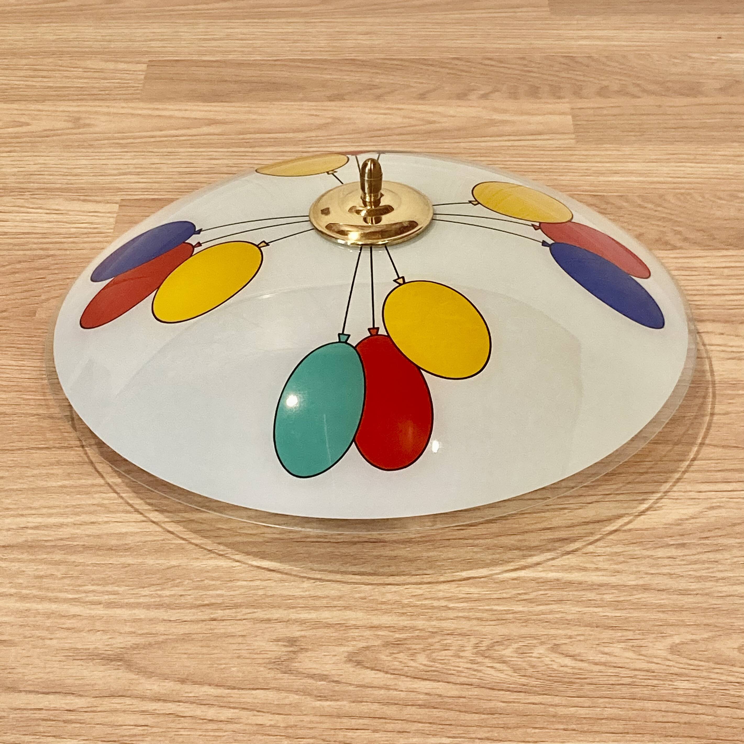 LARGE GLASS WALL LIGHT SCANDINAVIAN DESIGN 1950.
