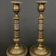 Pair of candlesticks gilded bronze chiseled guilloché first part of the nineteenth