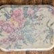 Plateau fleuri fibre de verre années 50