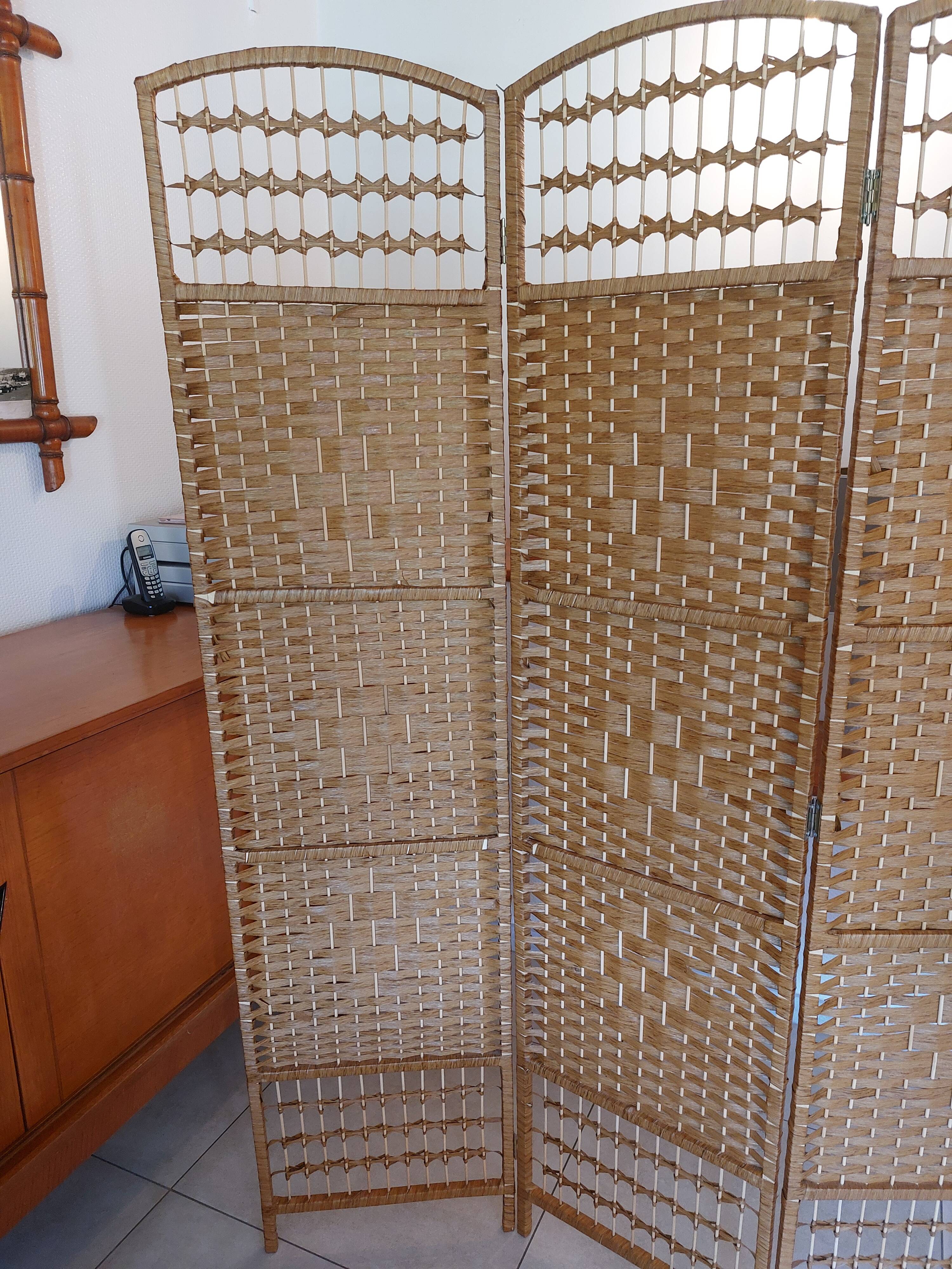 wicker, rattan screen, 5 panels