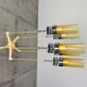 Suspension icon with 5 lamps, "Space Age" style from the 70s.