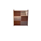 glass wall bookcase in vintage teak 1950
