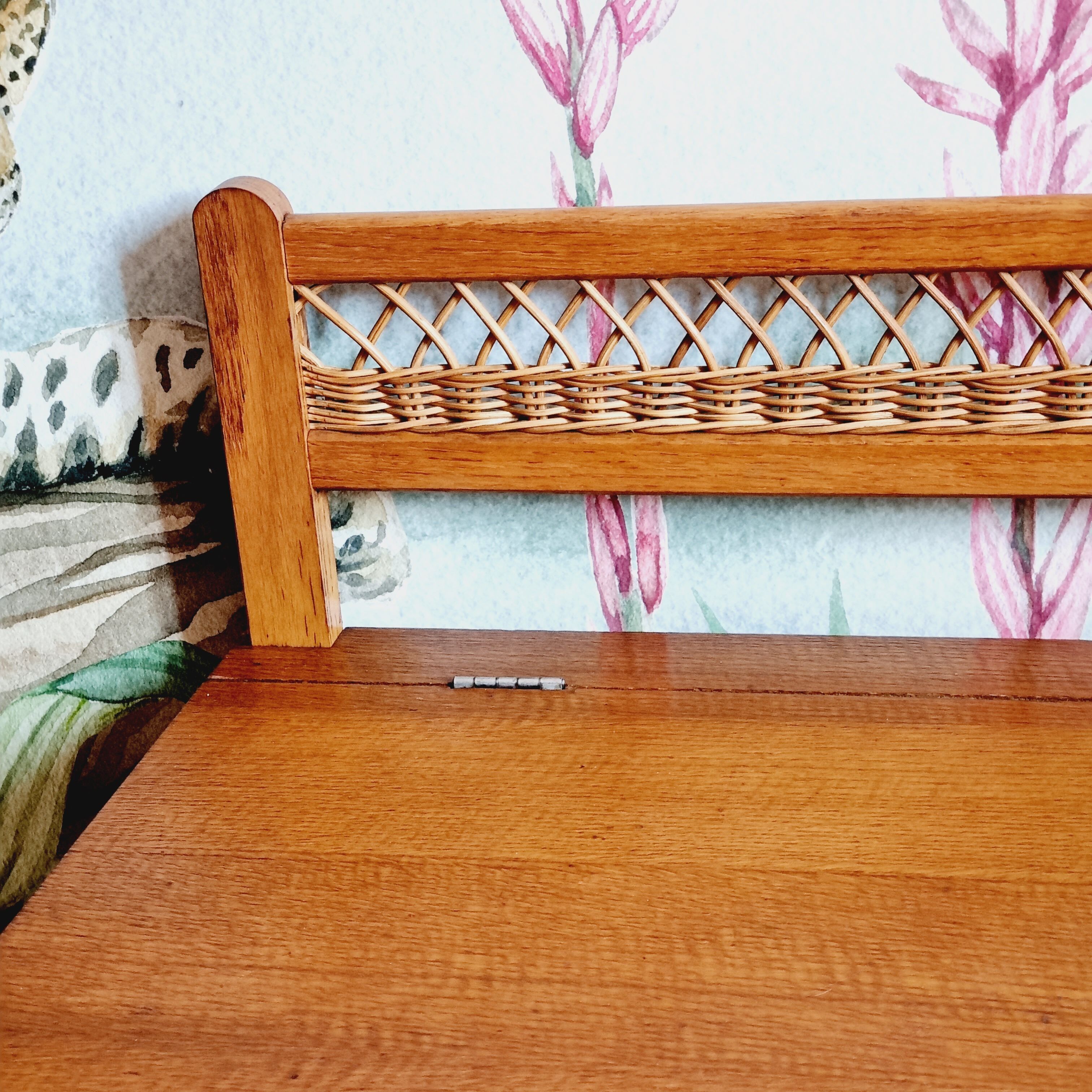 Bench chest veneer oak and rattan