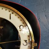 Vintage formica clock silent asymmetrical wall clock "Ajas Besançon black red"