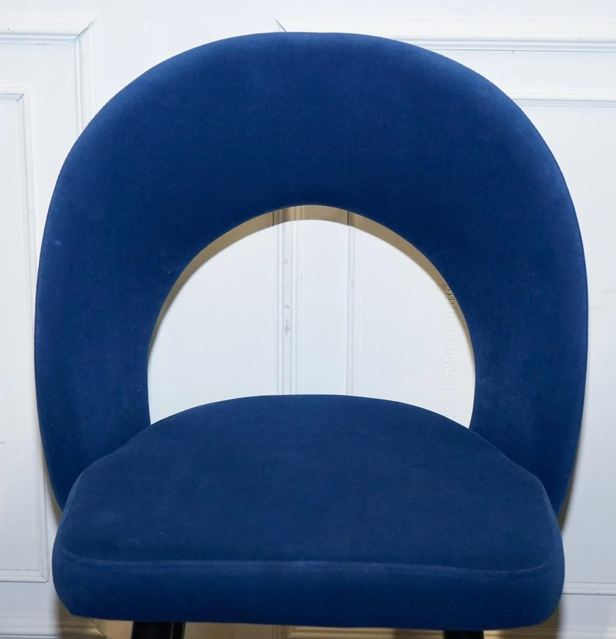 Chaises de Bar en Velours Bleu avec Cadre Doré