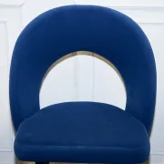 Chaises de Bar en Velours Bleu avec Cadre Doré