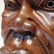 Sculpture of an african head and its base - wenge wood 1960