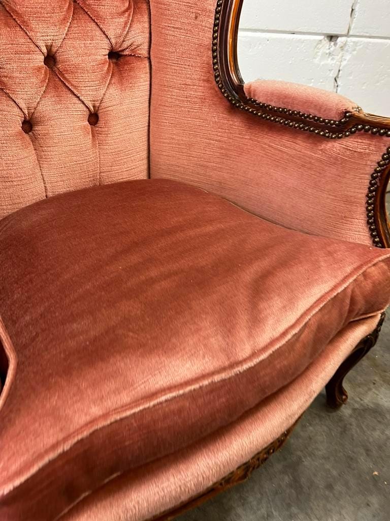 Vintage baroque armchair in old rose / single armchair