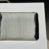 Trio of small rectangular serving dishes white and black Indonesian ceramic 21x16