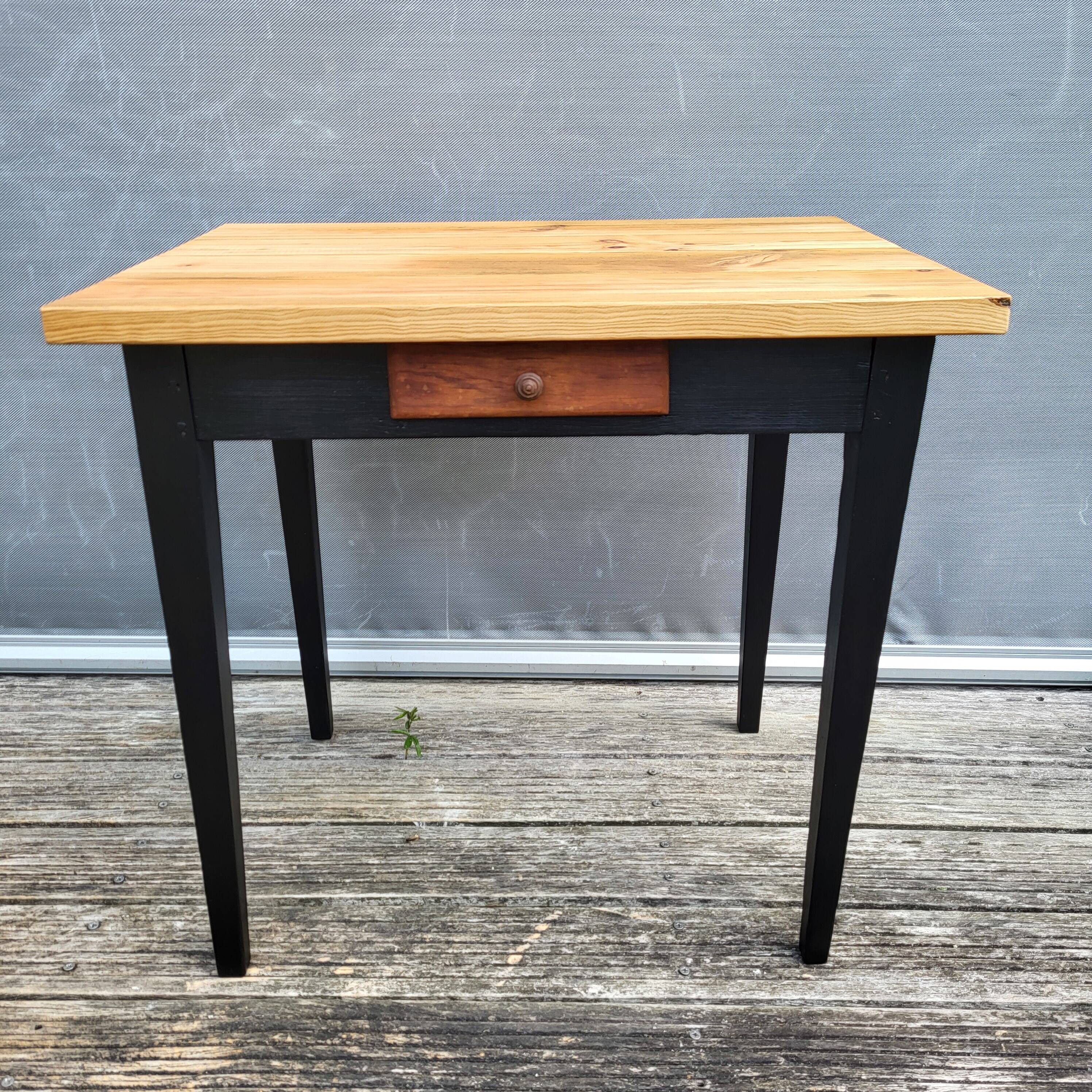 Petit bureau table d'appoint bicolore miel et noir