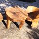 Living room 2 armchairs & coffee table in elm brutalist design 1950
