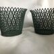 Paire de cache pots en métal vert ajouré par Mathieu Mategot 1950