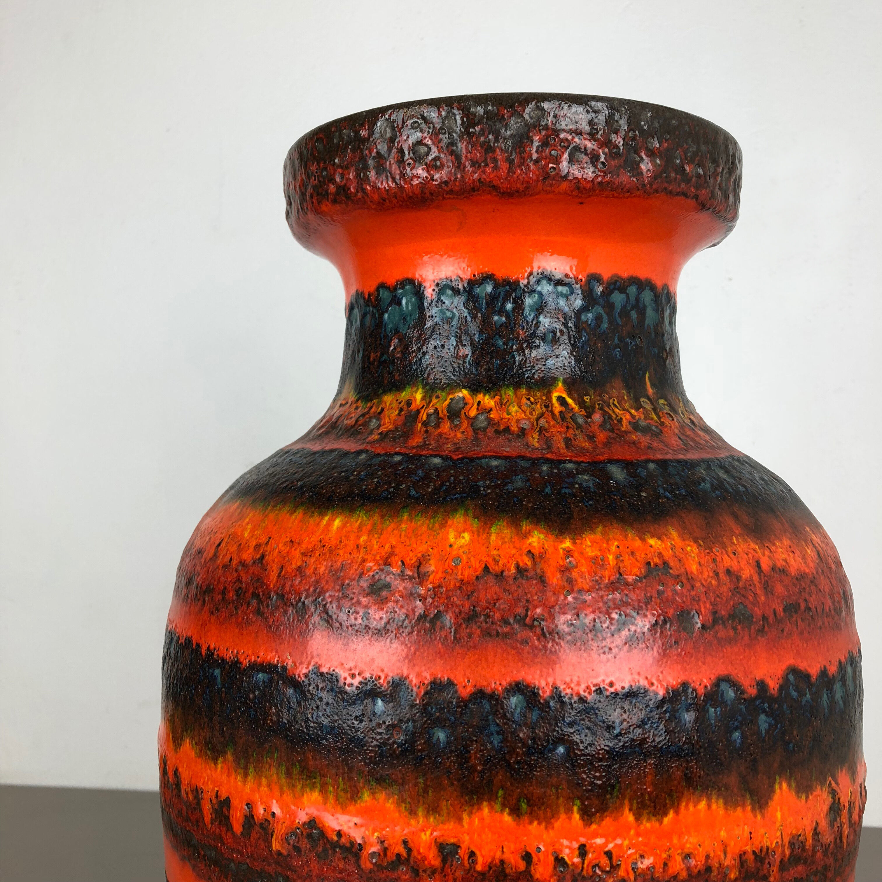 Multi-Color Pottery Fat Lava Multi-Color Floor Vase Made by Scheurich, Germany 1970s