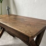 Solid walnut desk, folk art, Savoy, circa 1900