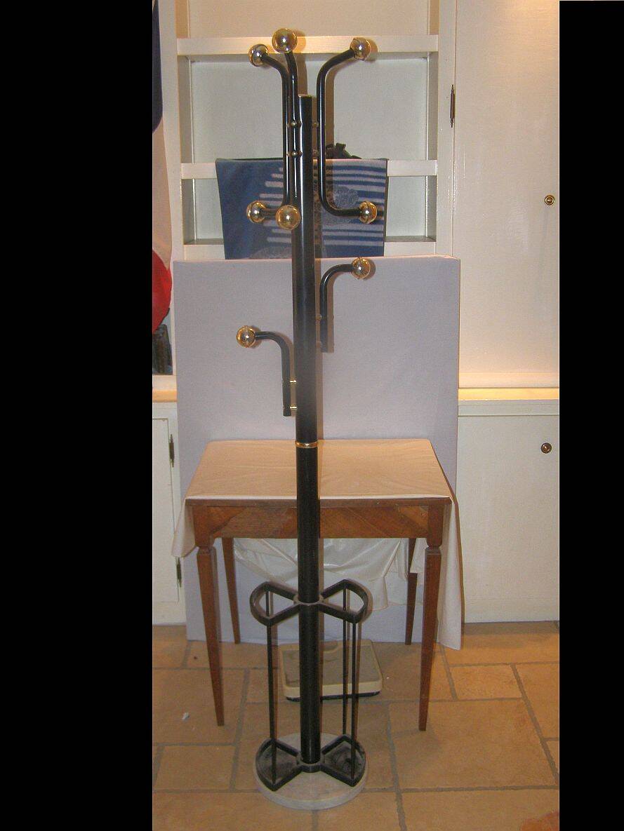 Coat rack 8 branches in metal and gilding with umbrella door and marble base canes