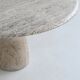 Large sculptural round dining table in cream white travertine, Italy, 1970.