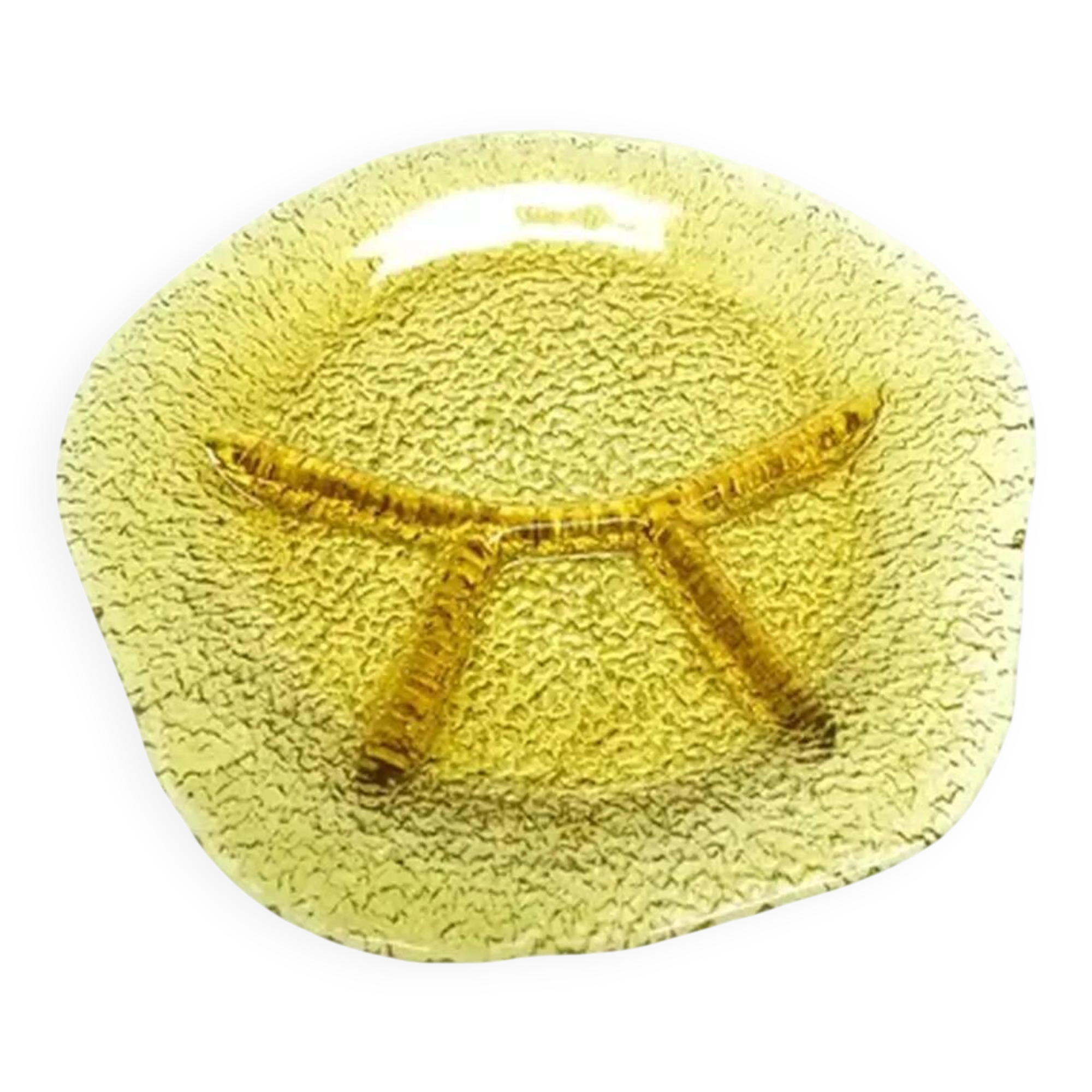 Modernist appetiser platter, yellow glass, designed by J. S. Drost, Poland, 1970s
