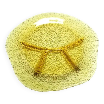 Modernist appetiser platter, yellow glass, designed by J. S. Drost, Poland, 1970s