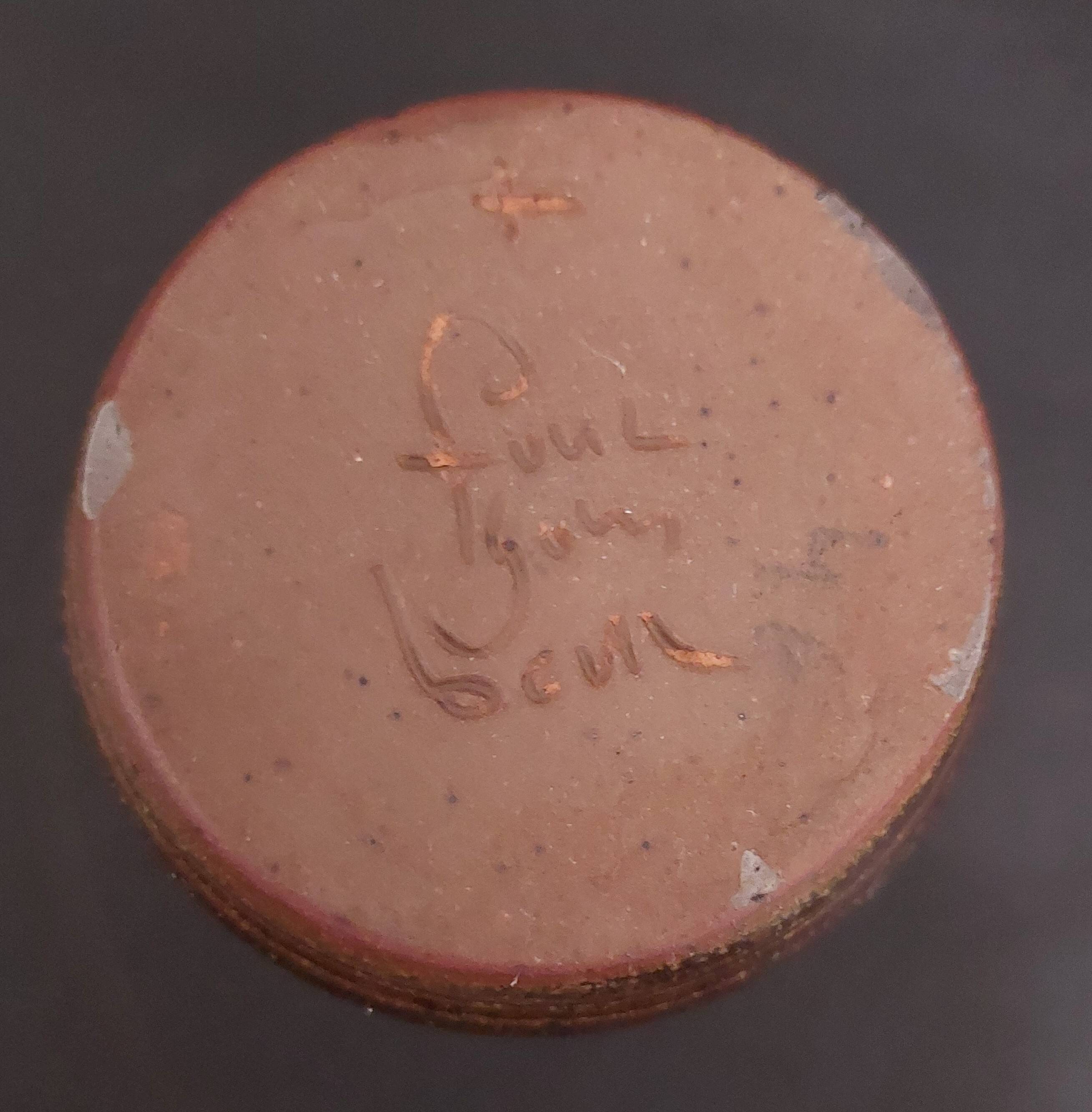 Cream pot, glazed stoneware pitcher, signed Fontgombault, 20th century